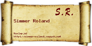 Simmer Roland névjegykártya